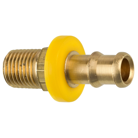 Ags Brass Push-On Hose Fitting, 3/8 Hose, Male (1/4-18 NPT), 1/bag PHF-14B